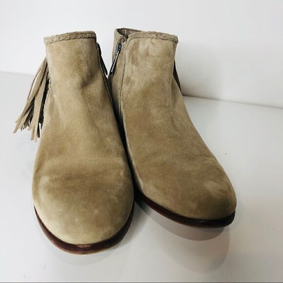 Sam Edelman Tan Suede Fringe Ankle Boots - Picture 3 of 11